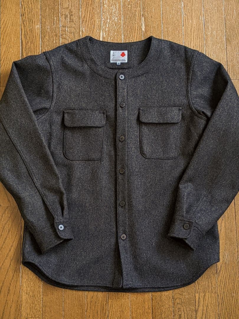 IKIJI　ウールカシミヤ　ノーカラージャケット　シャツ