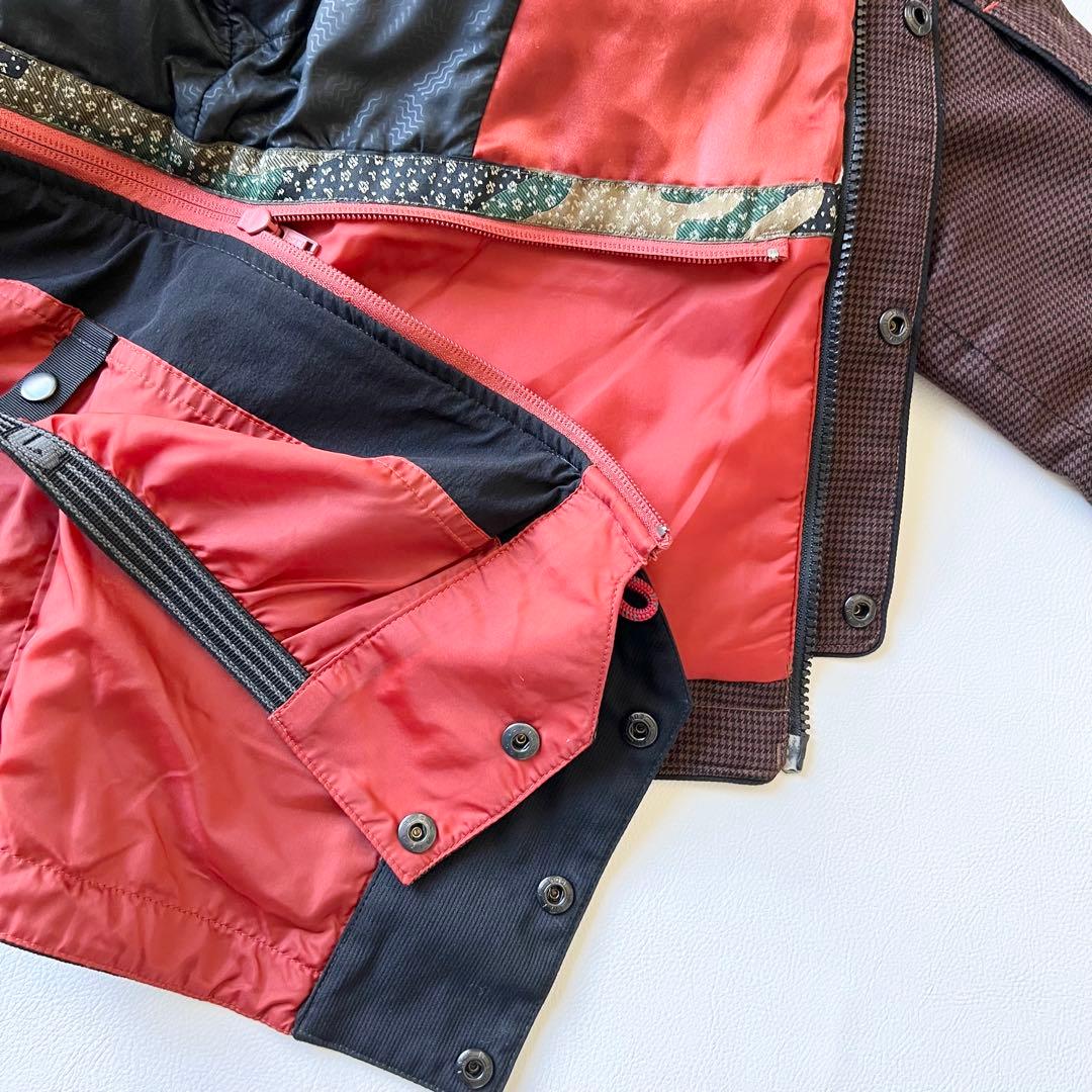 3267【美品】バートン　ジャケット ファー付き 千鳥格子　S ブラウン