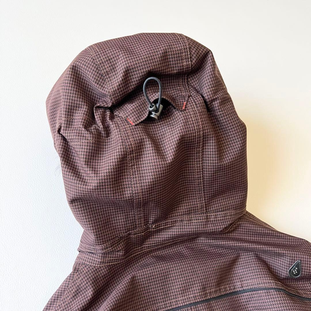 3267【美品】バートン　ジャケット ファー付き 千鳥格子　S ブラウン