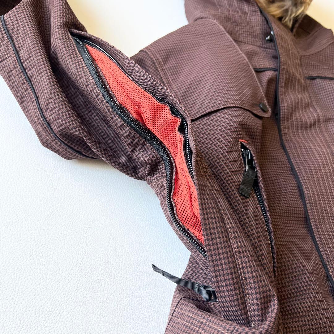 3267【美品】バートン　ジャケット ファー付き 千鳥格子　S ブラウン