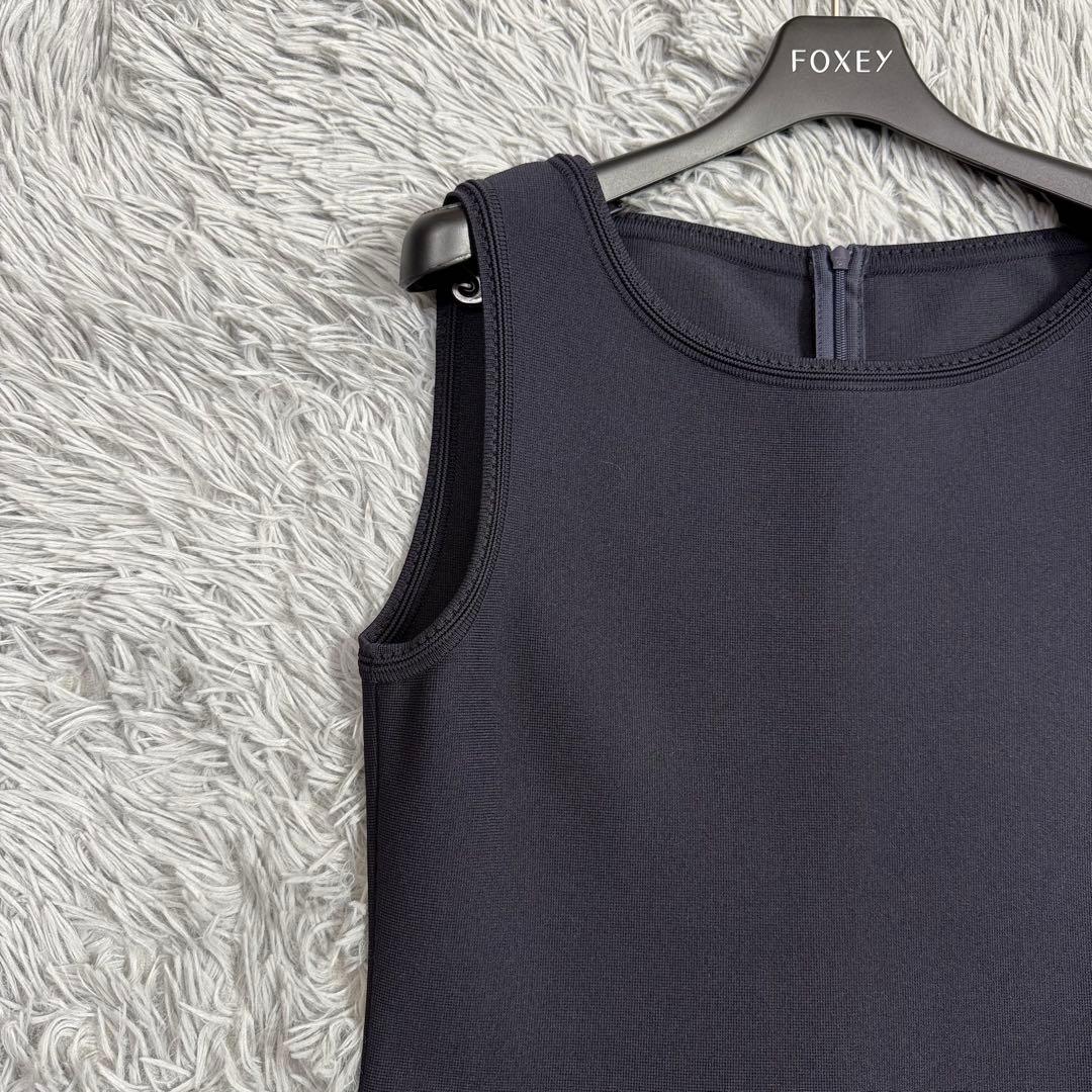 美品✨20年 フォクシー Tuberose ニットフレアワンピース ミッドナイト