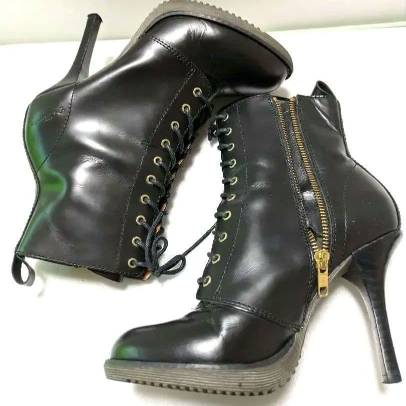 希少完売Dr.Martens KENDRA UK5黒 ブーツ10ホールピンヒール
