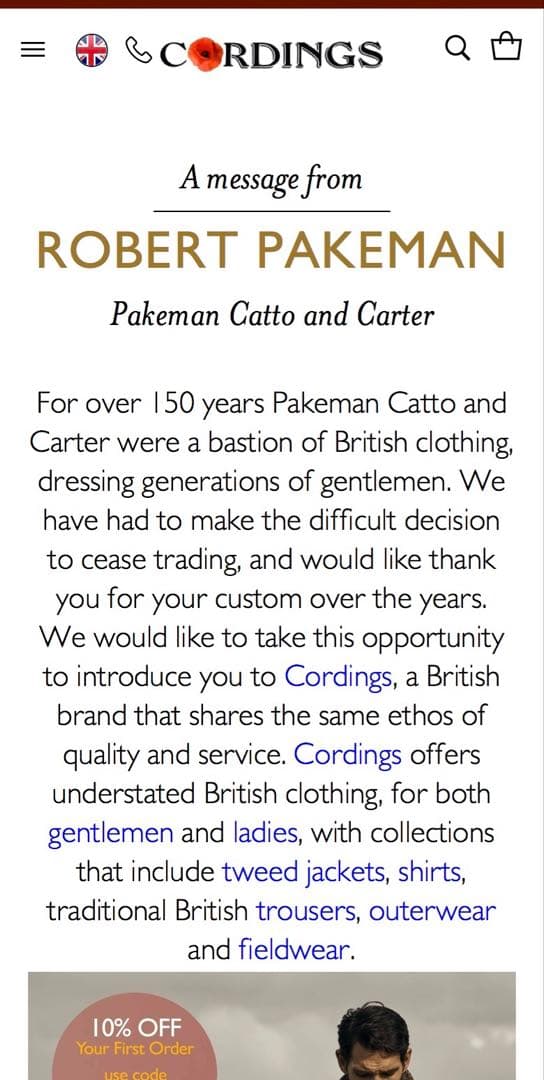 ジャケット・アウター PAKEMAN CATTO & CARTER Corduroy Jacket