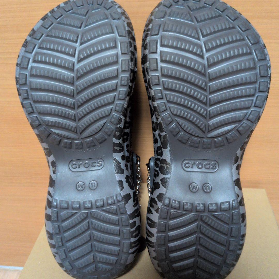 ヒョウ柄 クロッグサンダル チェーン付きクロックス