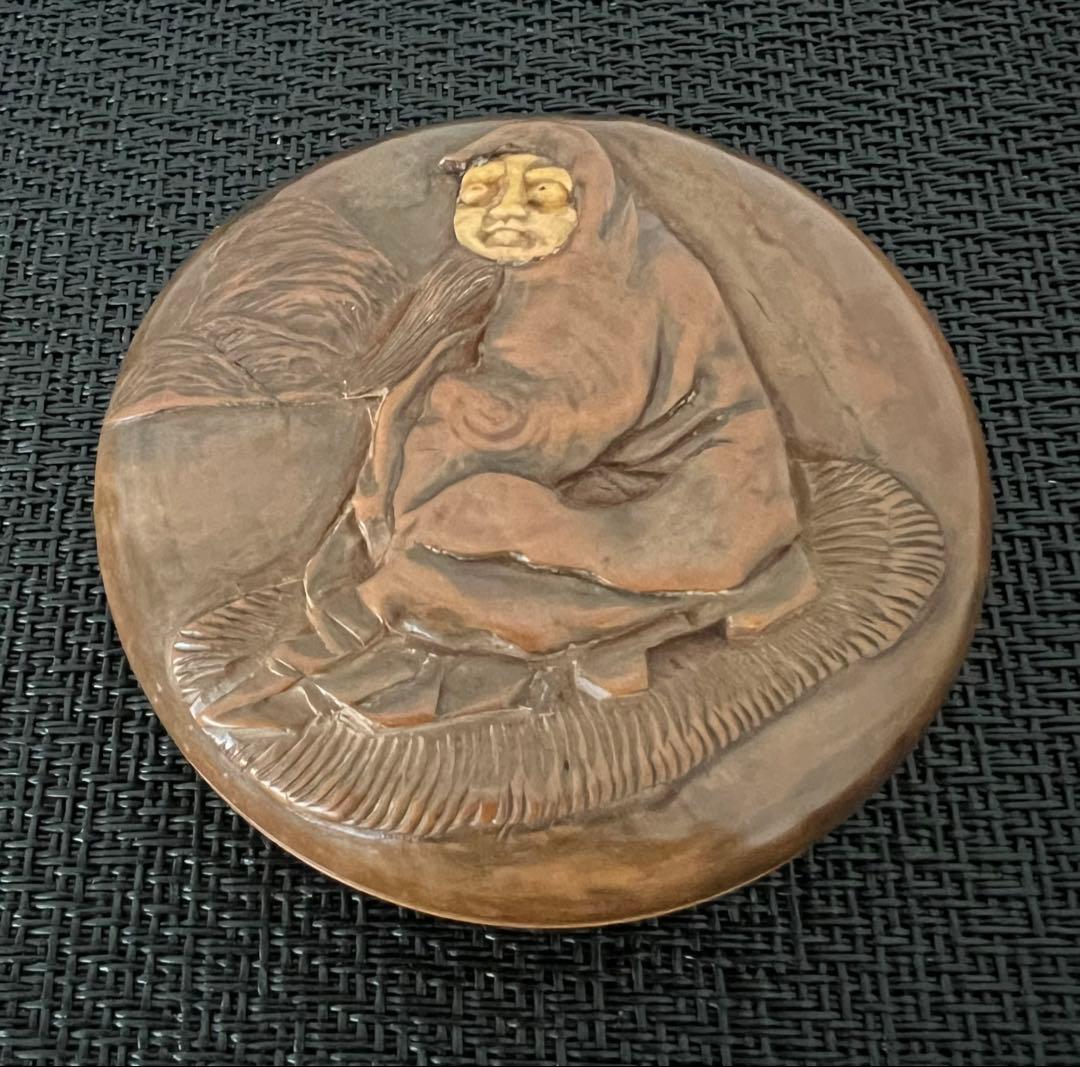 古美術 黄楊香合 箱付き アンティーク