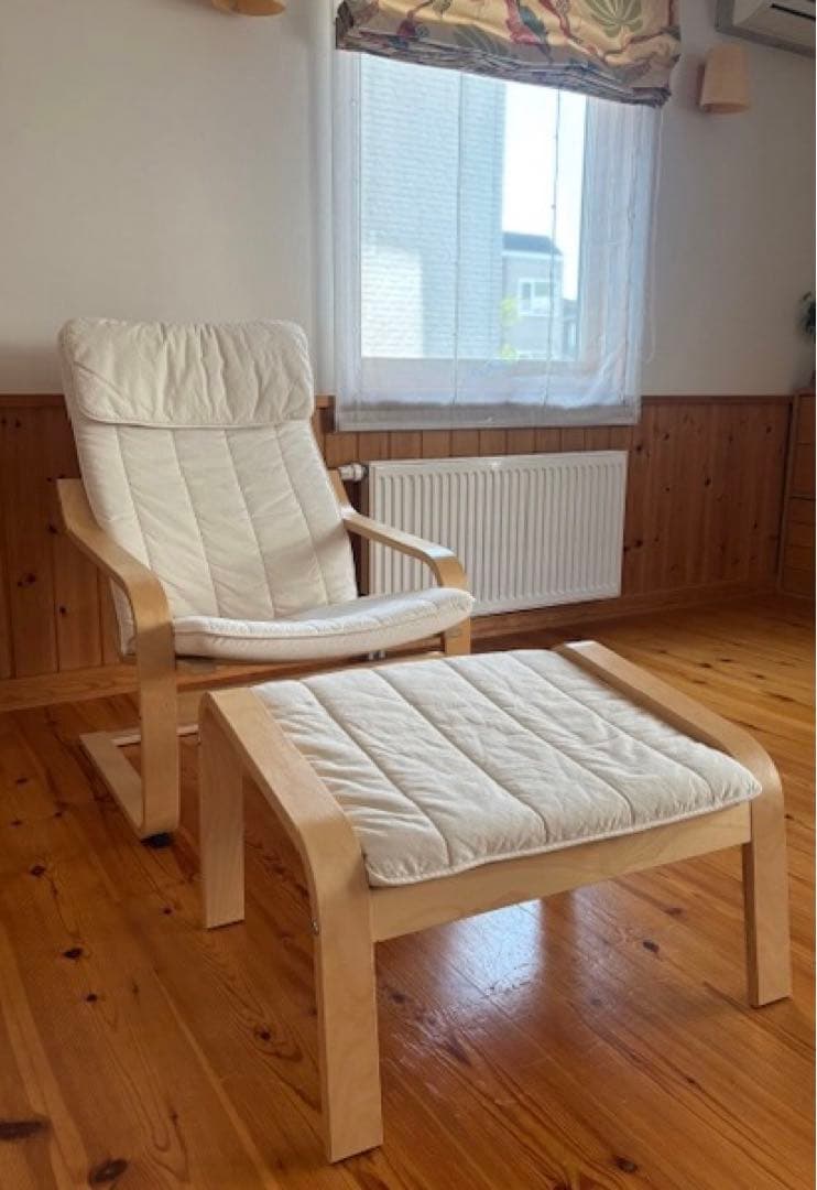 IKEA ポエング バーチ材 ソファ オットマン セット