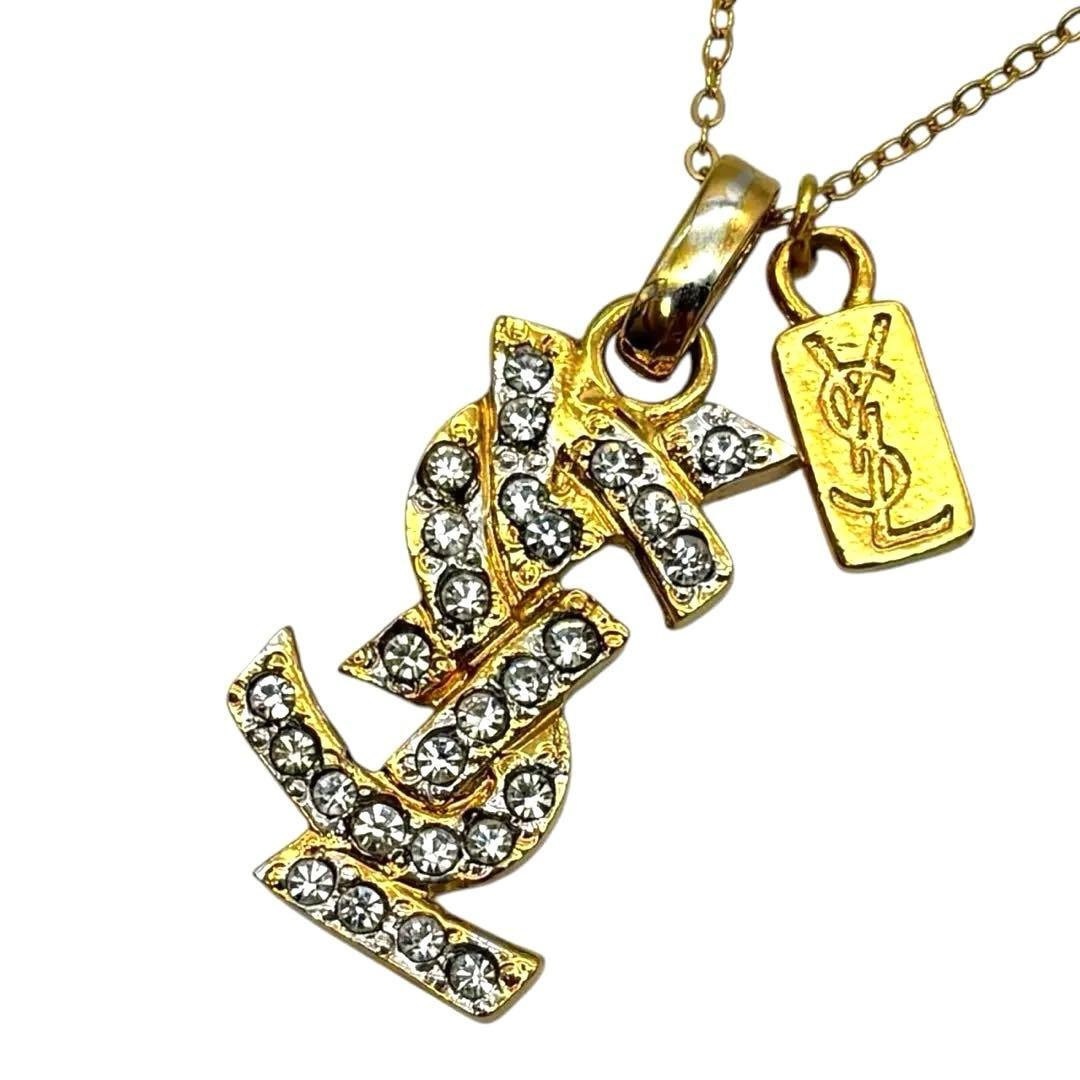 美品◎ イヴサンローラン YSL ビジュー ストーン ネックレス ペンダント