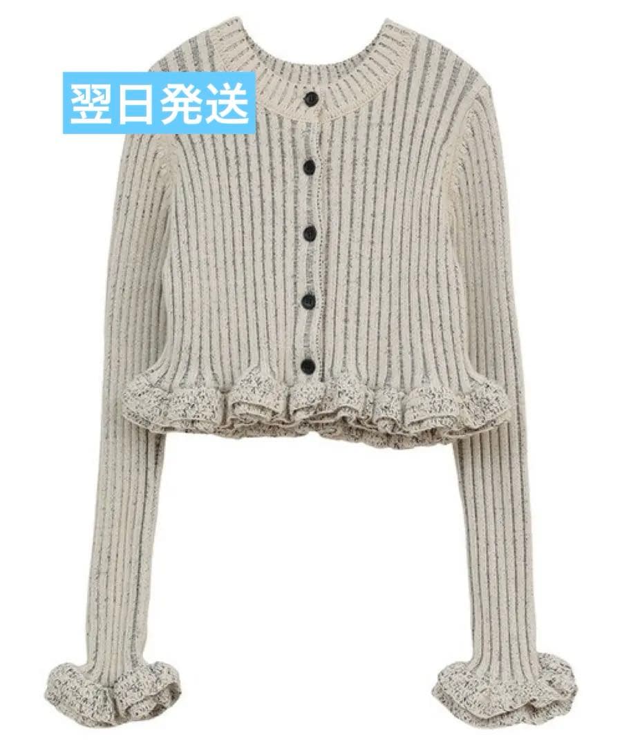トップス CLANE W FACE SHORT FRILLED KNIT TOPS