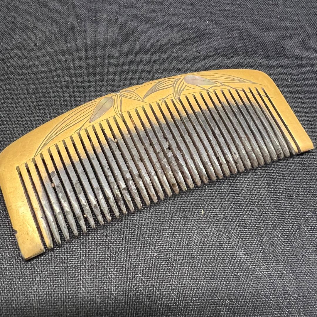 〇Cb左1124 昭和レトロ 本べっこう くし コーム ケース付