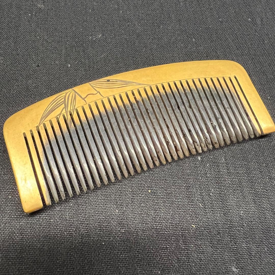 〇Cb左1124 昭和レトロ 本べっこう くし コーム ケース付