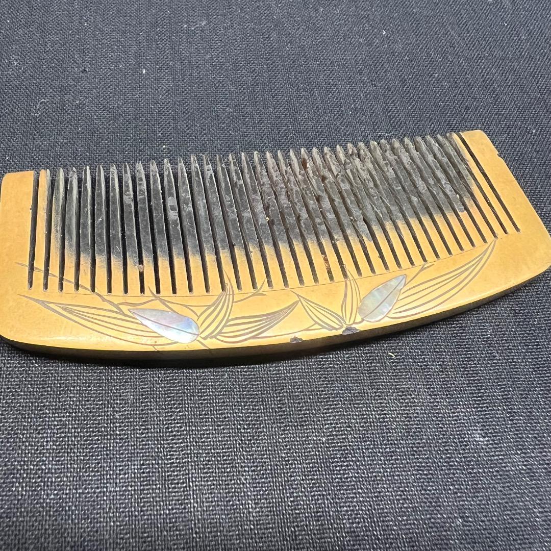 〇Cb左1124 昭和レトロ 本べっこう くし コーム ケース付
