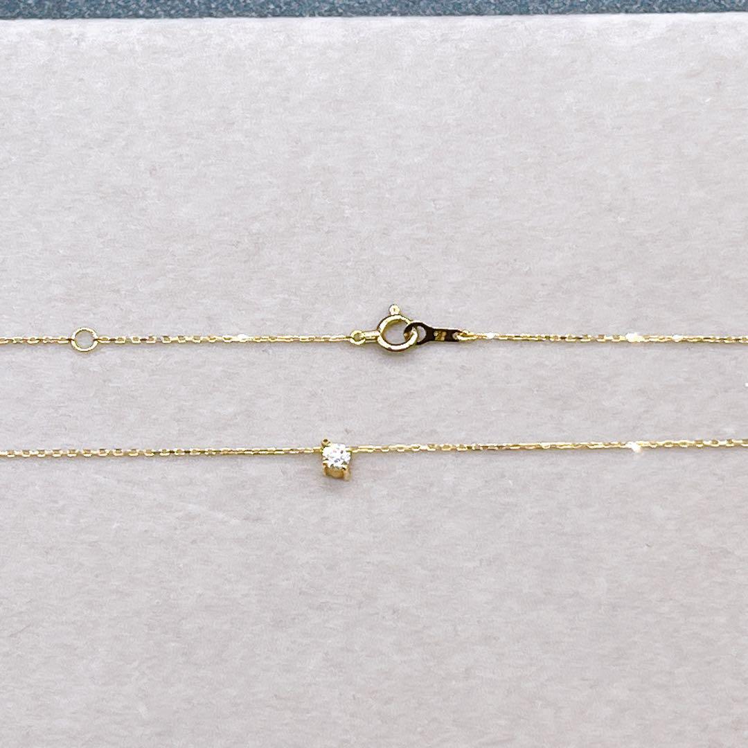 【ete】エテK18 ダイヤモンドネックレス 0.1ct 一粒ダイヤ ゴールド