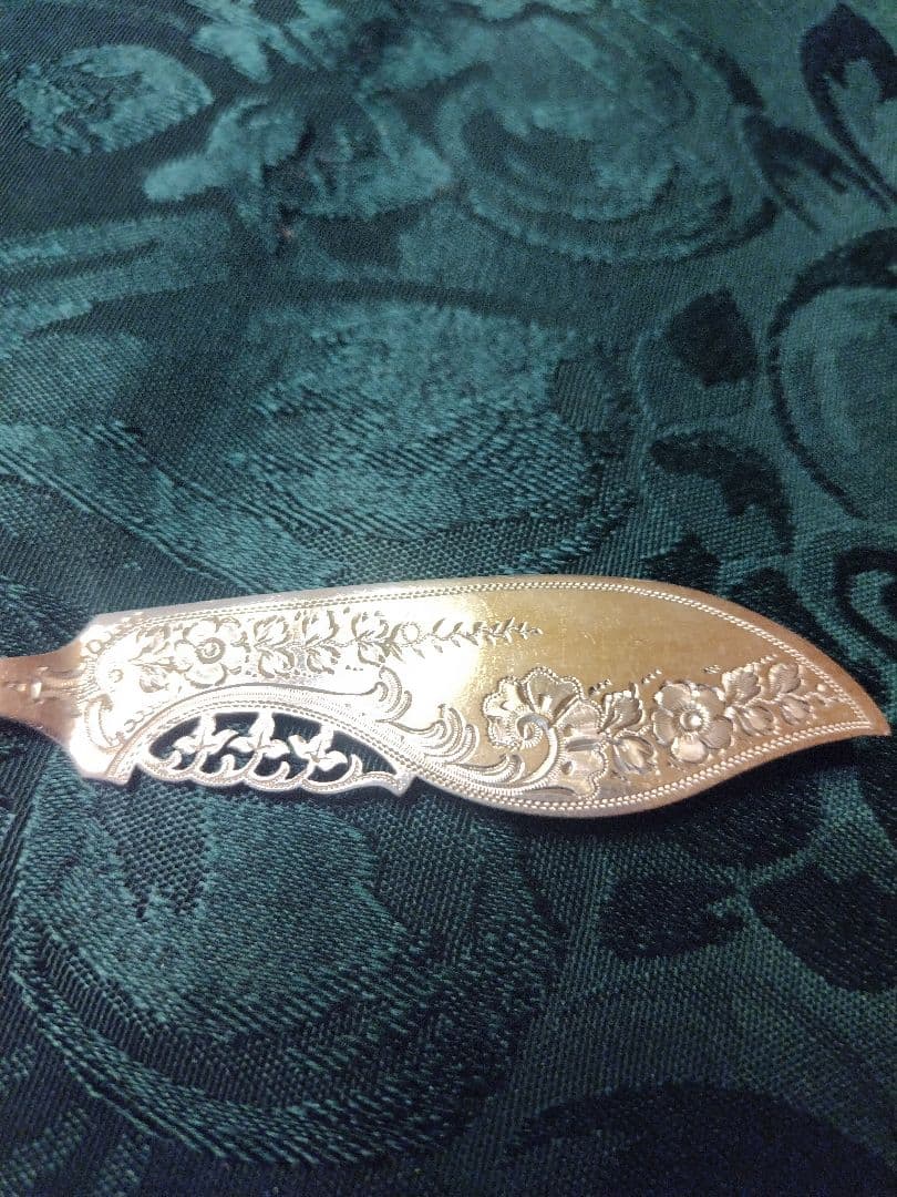 透かし細工　純銀　バターナイフ