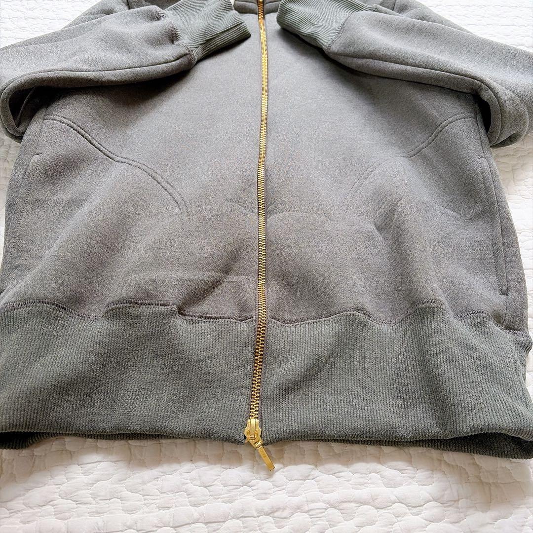 新品タグ付き⚑リブドロワ　スポンジダンボール ZIPパーカー　フリー　グレー