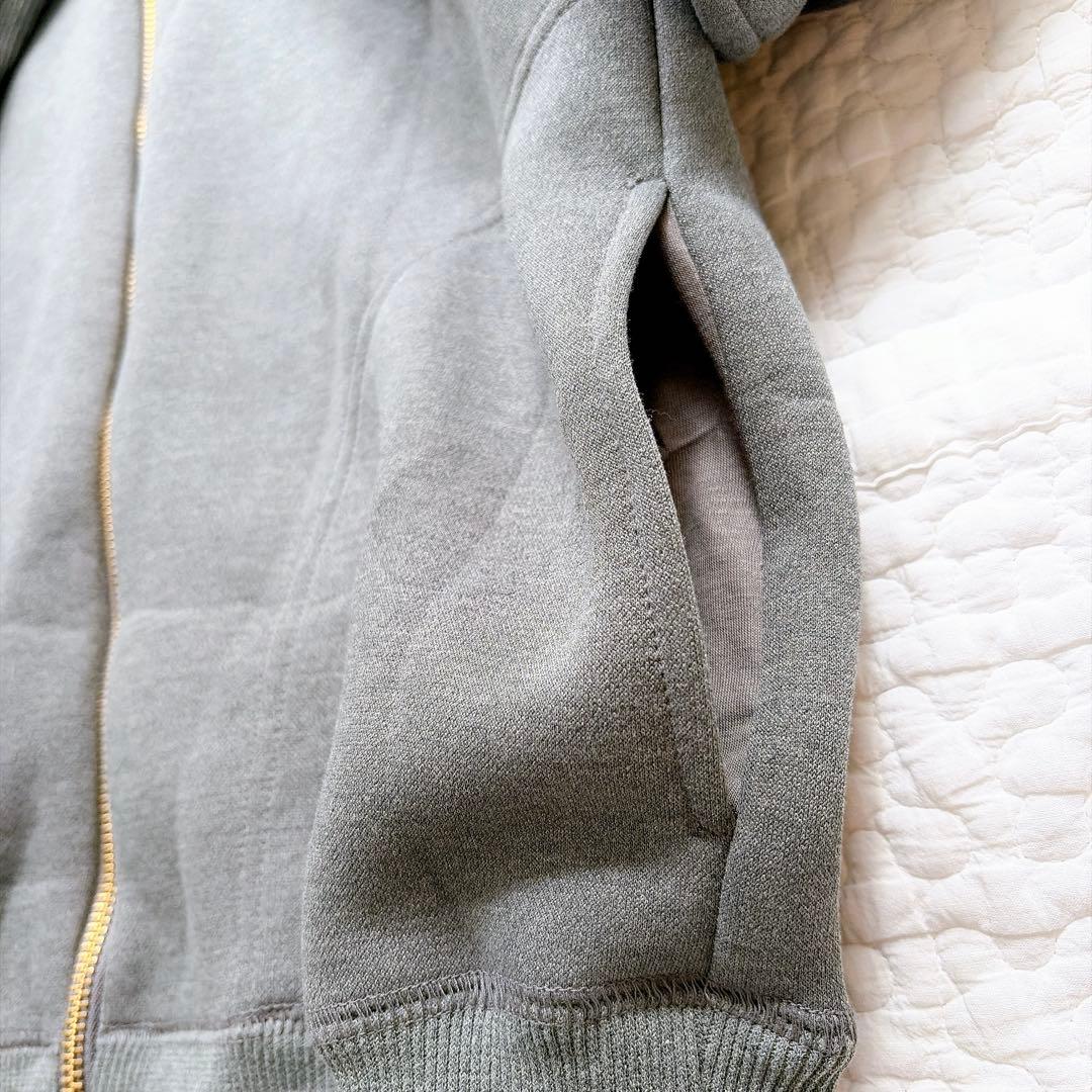 新品タグ付き⚑リブドロワ　スポンジダンボール ZIPパーカー　フリー　グレー