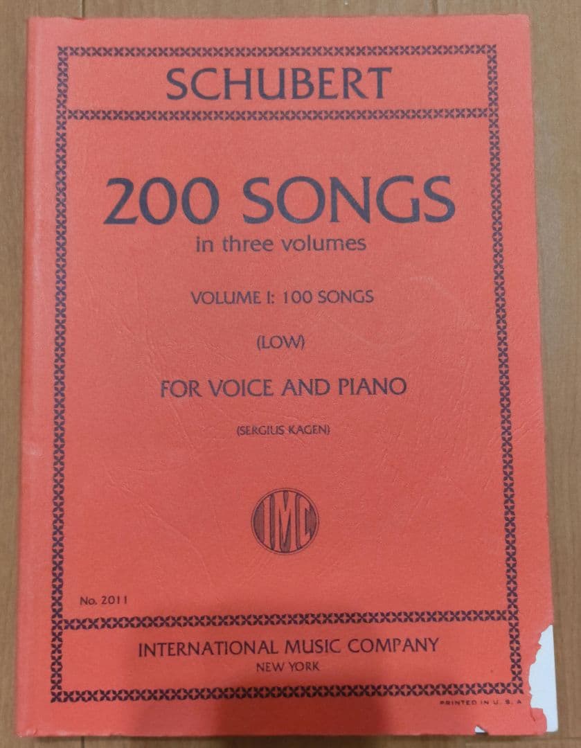 シューベルト200の歌曲集 第1巻（低声用）輸入楽譜