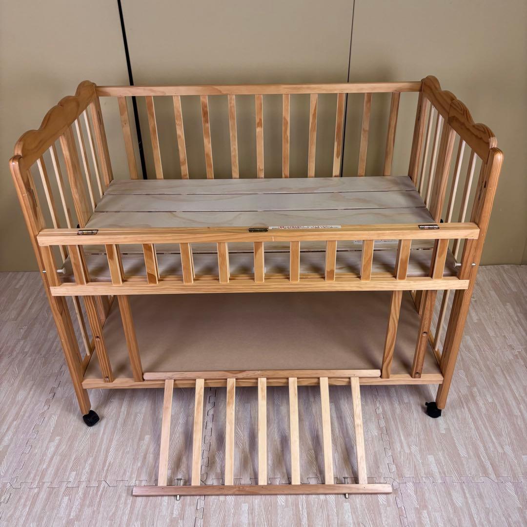 ★全て揃ってます★☆除菌清掃済☆綺麗☆大和屋　折りたたみベビーベッドFL　すのこ