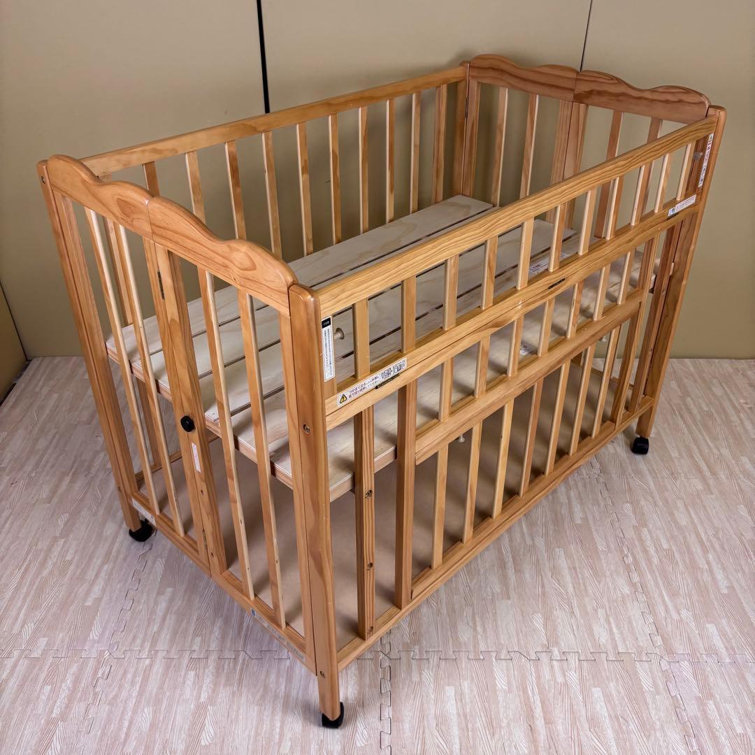 ★全て揃ってます★☆除菌清掃済☆綺麗☆大和屋　折りたたみベビーベッドFL　すのこ