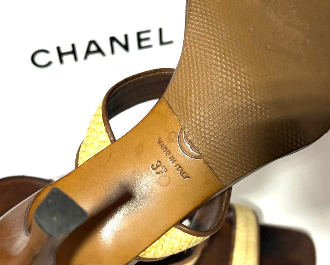 CHANELシャネル☆ブラウン ベージュ ミュール&保管袋・カード