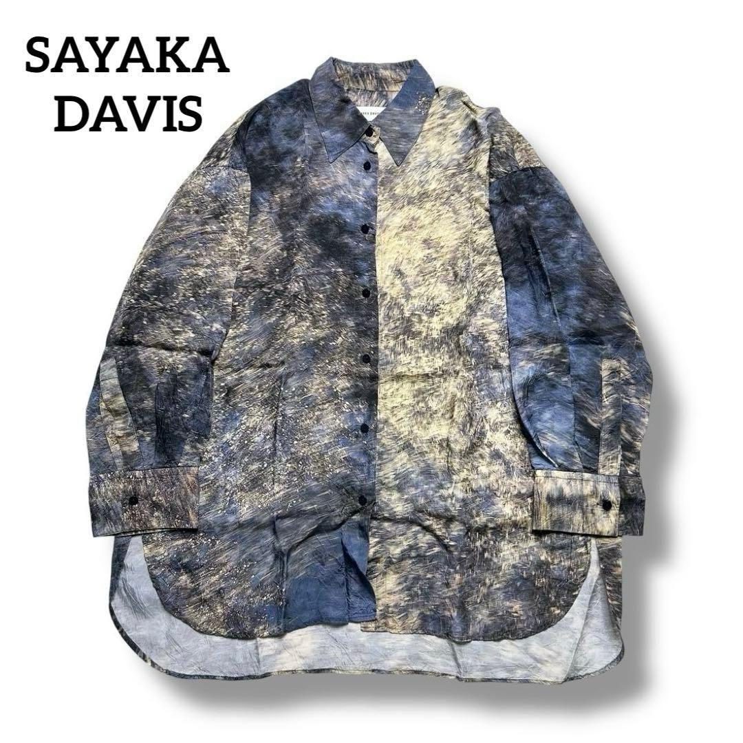 【美品】SAYAKA DAVIS シャツ ブラウス クラッシュ 柄 総柄 人気