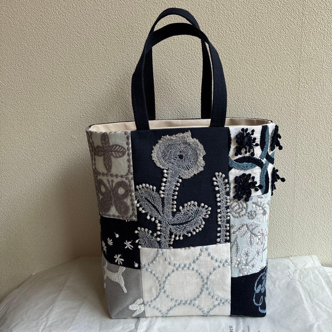 ミナペルホネン 生地使用　frost garden パッチワークトートバッグ