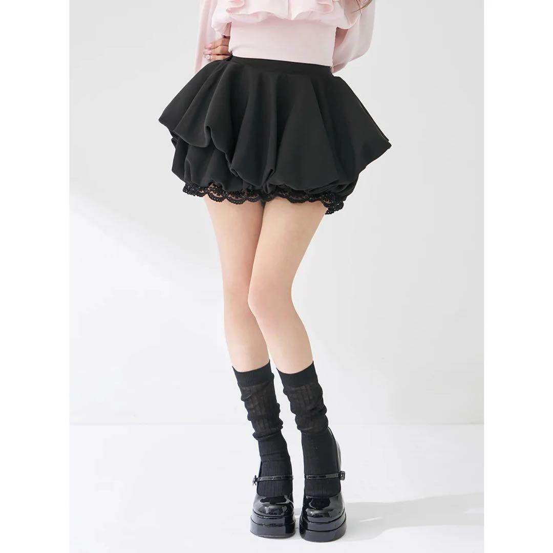 新品タグ付き ダーリッチ ボリュームバルーンミニスカート ブラック FL