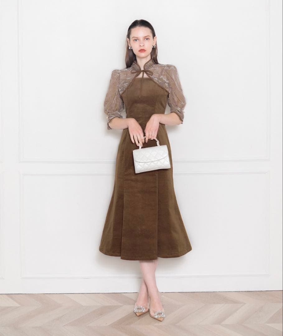 完売色キャメル LEJA　花柄ボレロマーメイドワンピース　Sサイズ