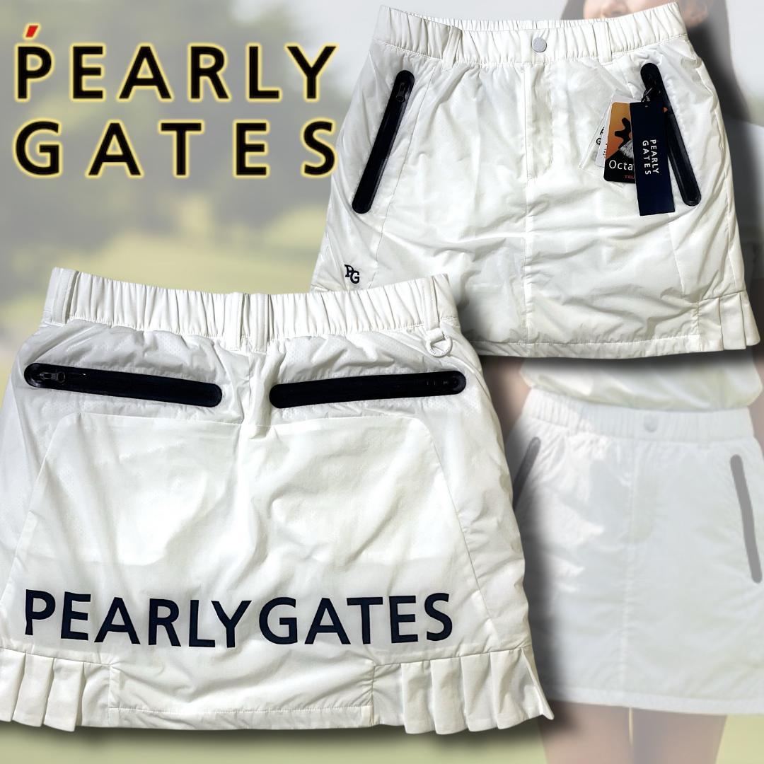 0 パーリーゲイツ 定価3万 快適高機能素材 ビッグロゴ ミニ スカート 白