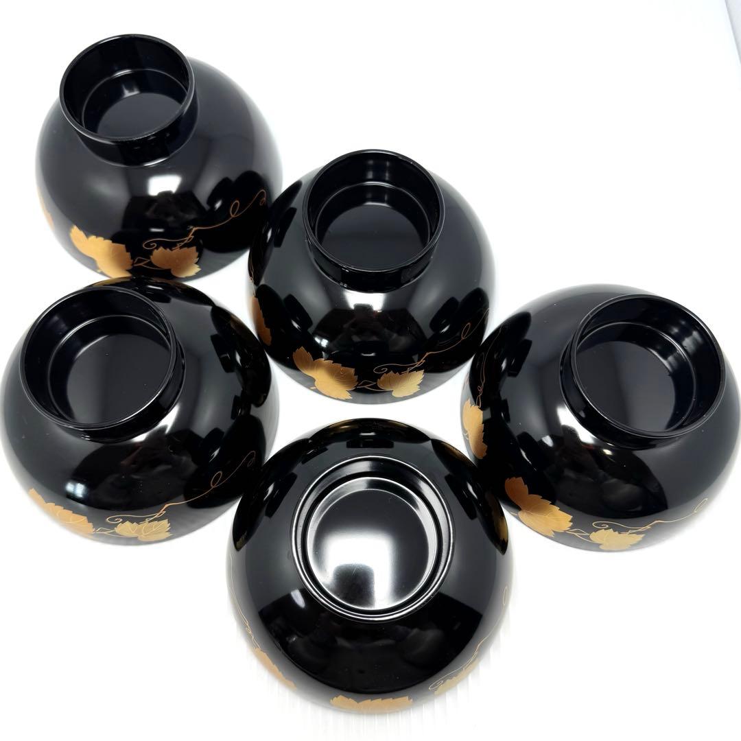 新品未使用 会津塗 吸物椀 蓋付き 5客セット つた唐草 蒔絵 漆器 共箱