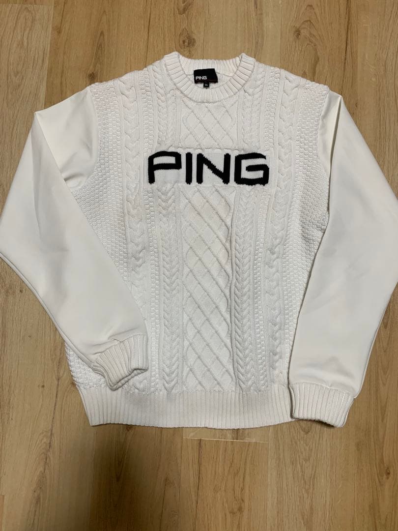 最終値下げPING ケーブル編みセーター LL ホワイト