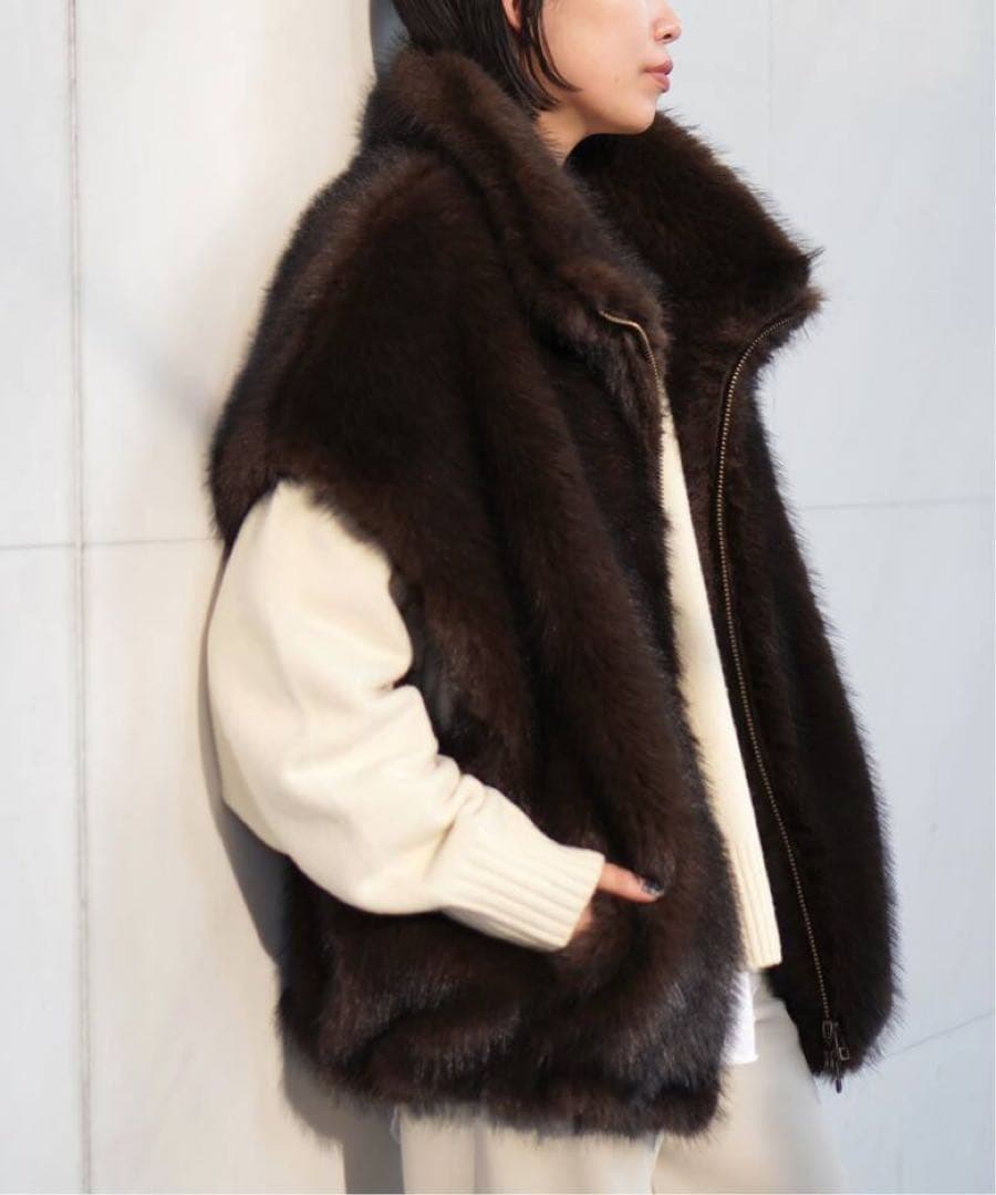 AP STUDIO シャギーベスト　ブラウン