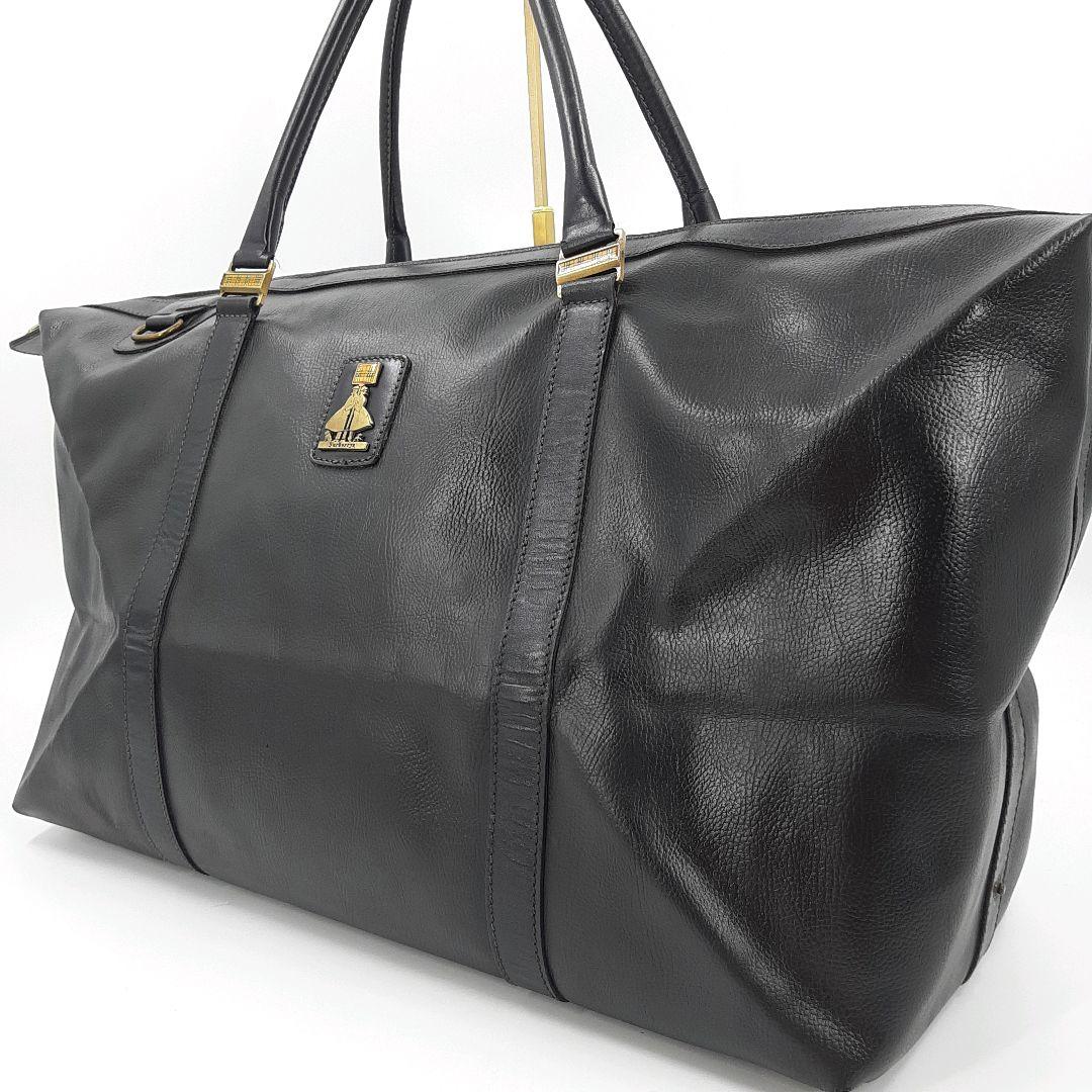 バーバリー　ボストンバッグ　オールレザー　ノバチェック　黒　大容量　トラベル