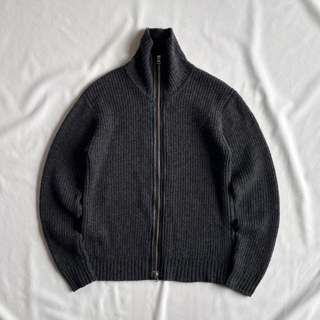 00s COMME CA ISM wool ds knit レザー切替