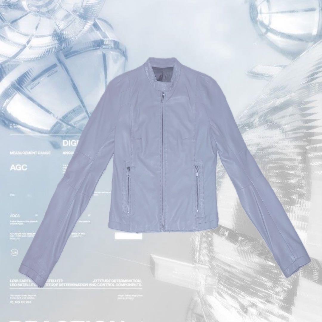 ラムレザージャケット　ライダース　ネオグランジ　サイバーコア　テック系　グレー