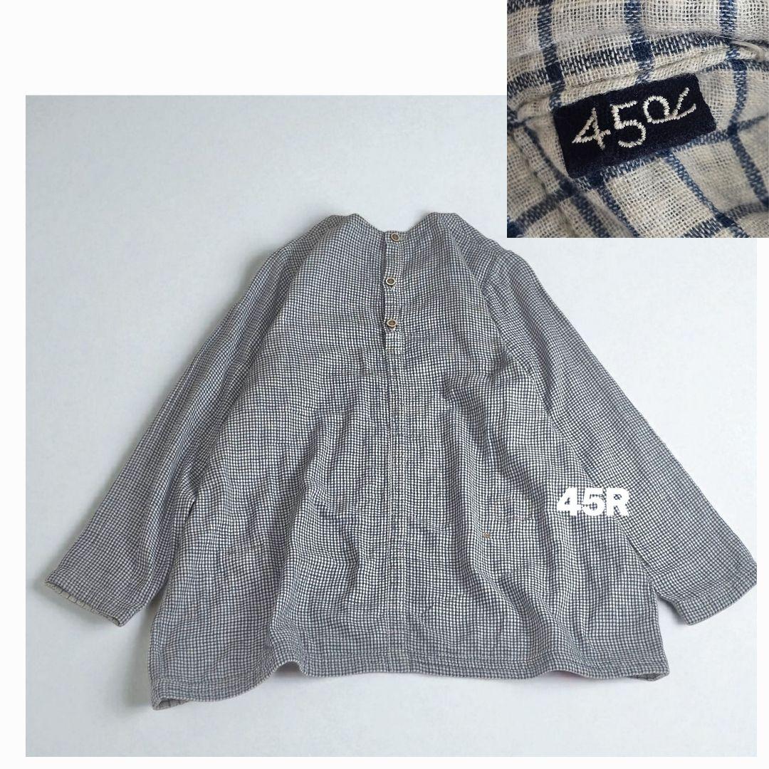 45R フォーティファイブアール　ふわふわ二重織deTシャツブラウス　インディゴ