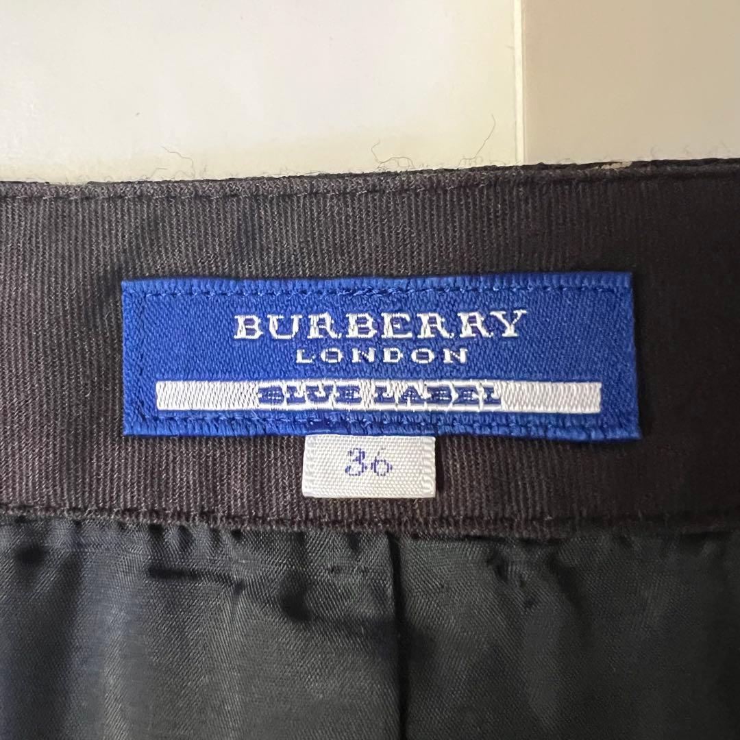 美品 バーバリーブルーレーベル ノバチェックワンピース ベルト プリーツ 36