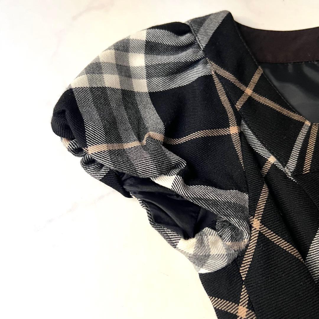 美品 バーバリーブルーレーベル ノバチェックワンピース ベルト プリーツ 36