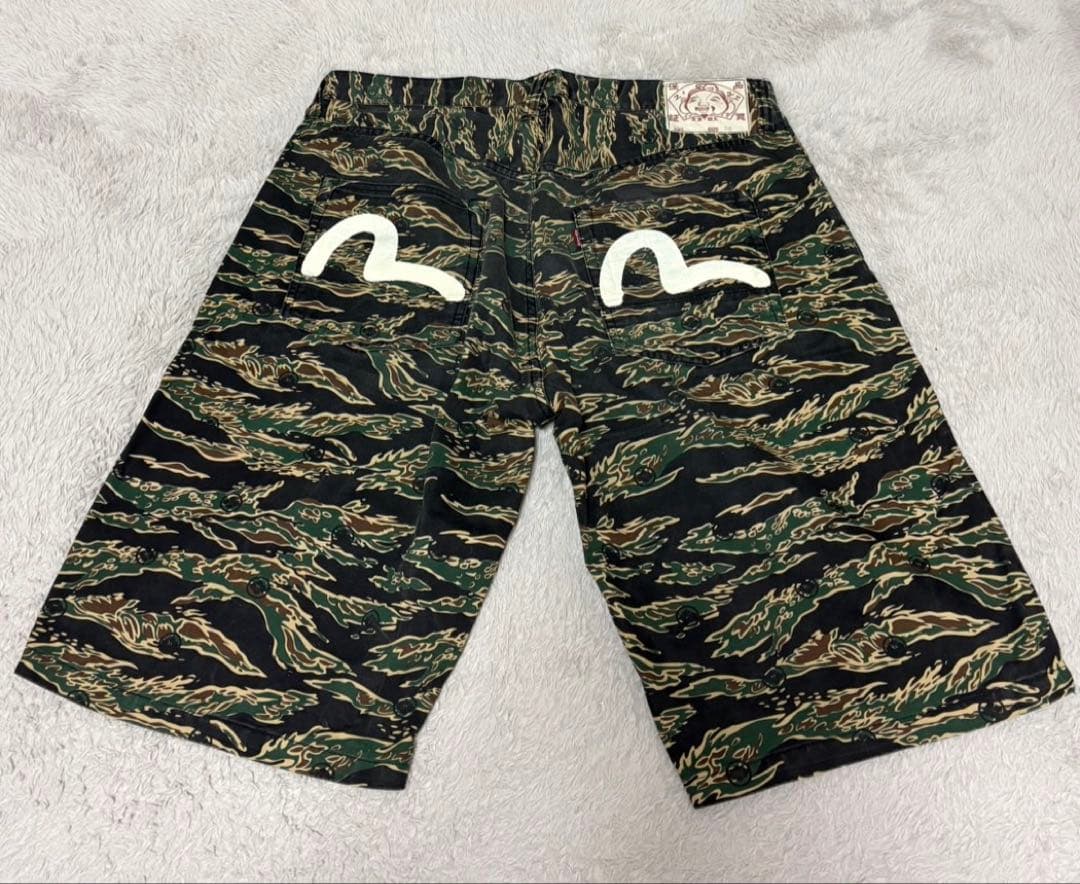 H*o様 EVISU 迷彩カモフラージュ　ハーフショートパンツ サイズ36