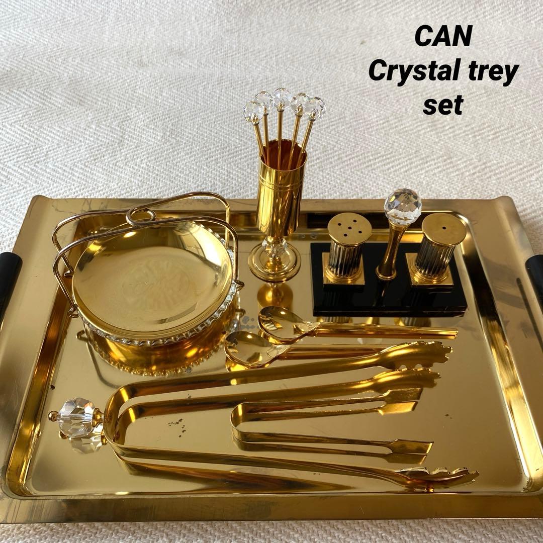 Canクリスタル硝子 金スウィーツプレート ティータイムセット16点セット売り❗️