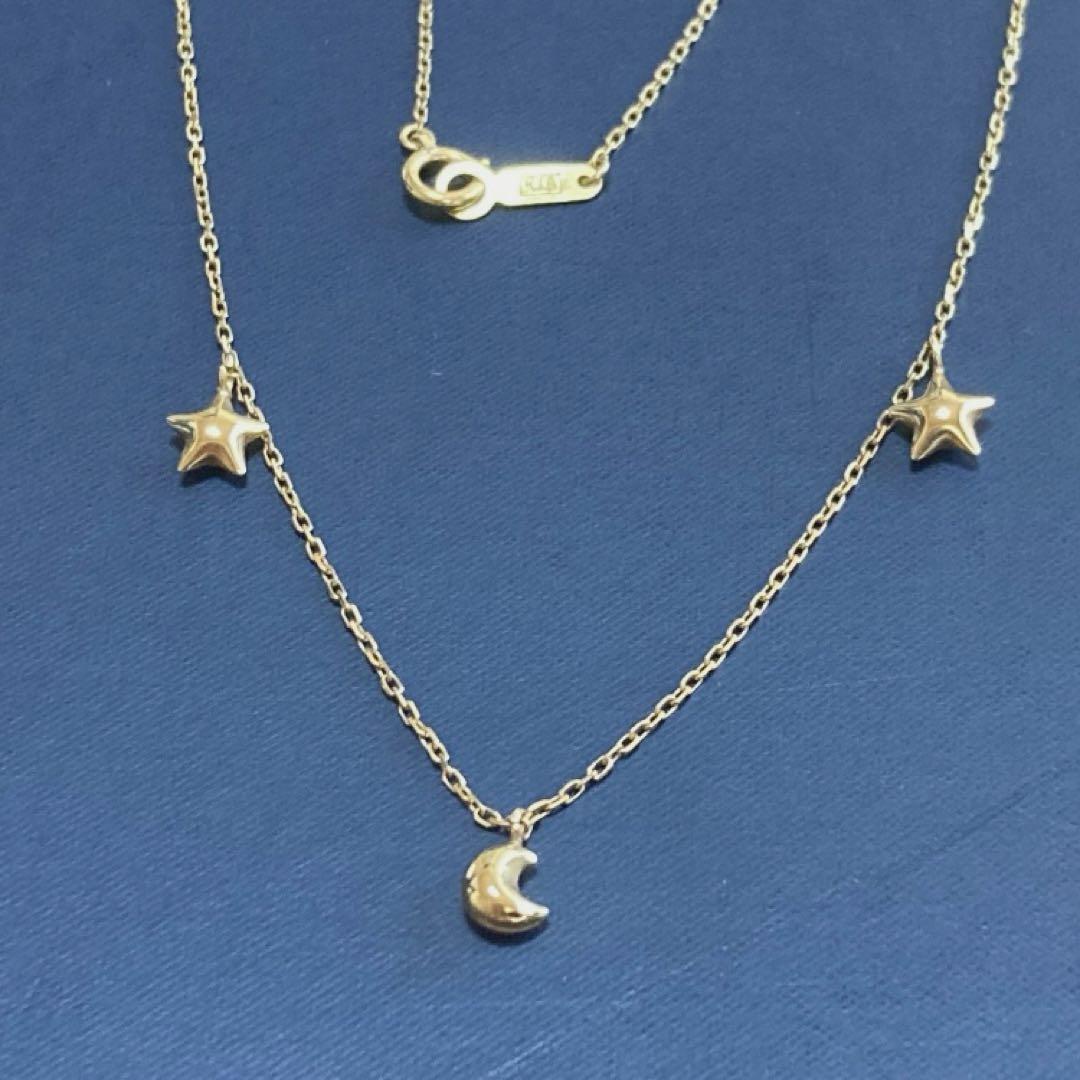 k18 月　星　ゴールド　ネックレス　ムーンスター