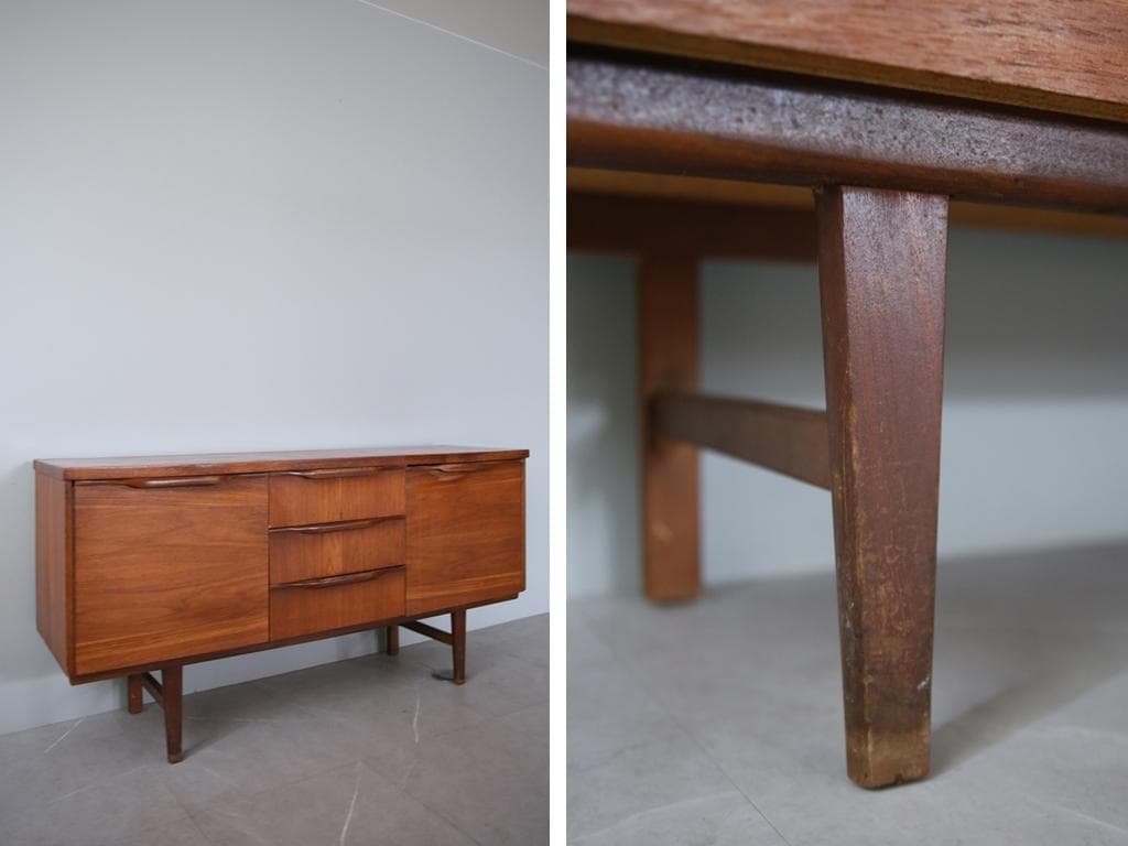 英国アンティークチーク古木サイドボード/木製机/テレビ台キャビネット92-246