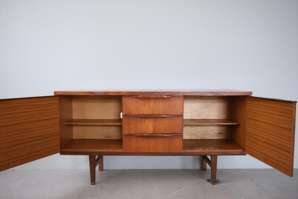 英国アンティークチーク古木サイドボード/木製机/テレビ台キャビネット92-246