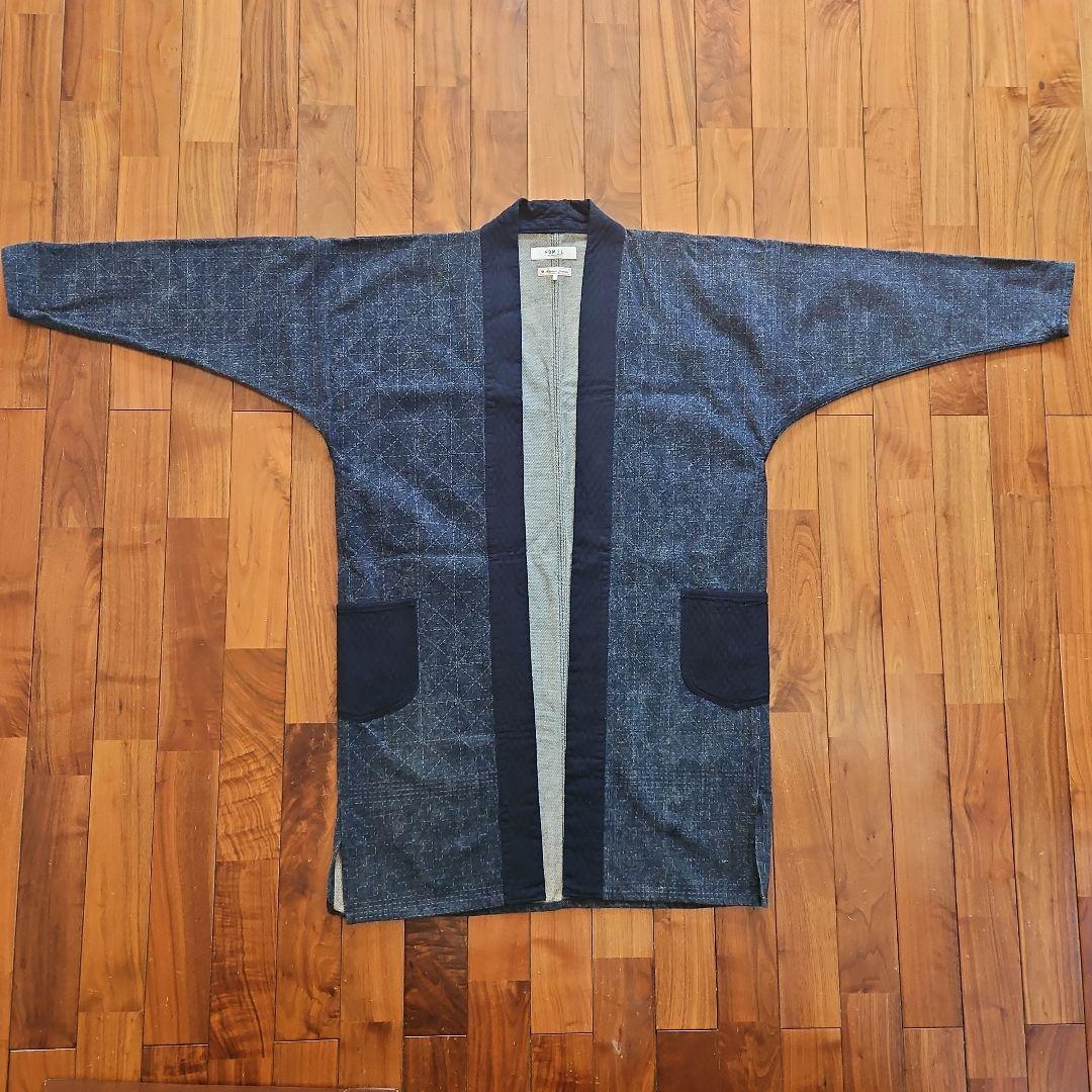 ハ*ー様 FDMTL 野良着 羽織り 刺し子調 インディゴ 藍染