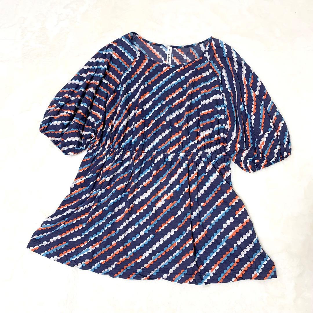 mina perhonen lumpy チュニック 総柄 ネイビー 38