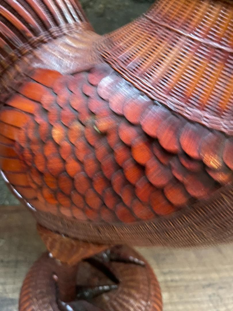 希少 1940's ヴィンテージ 上海伝統工芸 竹細工 雄鶏 ラタン オブジェ