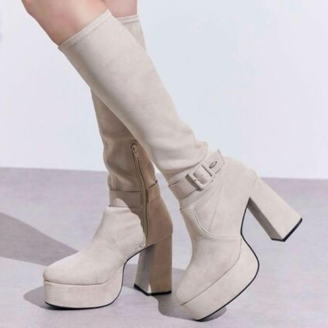 EATME バックルベルトロングブーツ アイボリー