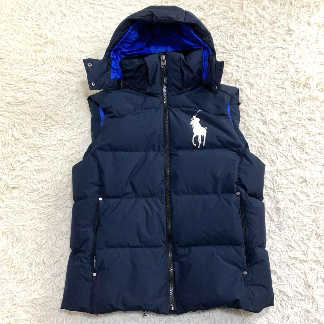 15219✨ポロラルフローレン ダウンベスト ポリエステル ネイビー 無地