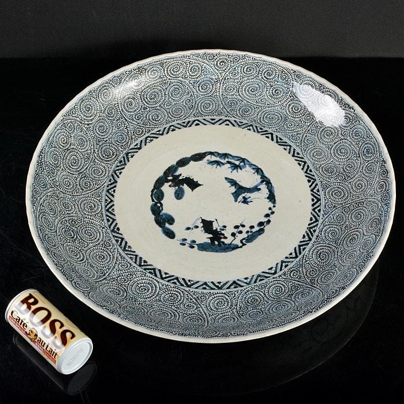 伊万里焼　古伊万里　大明成化年製銘　染付　蛸唐草松竹梅文　大皿　V　R5969B