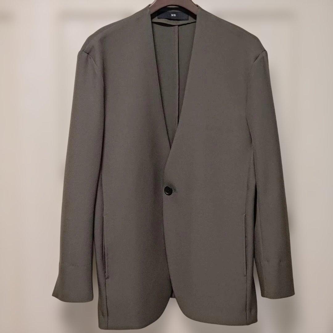 MBスタンダード ノーカラージャケット ダークカーキS