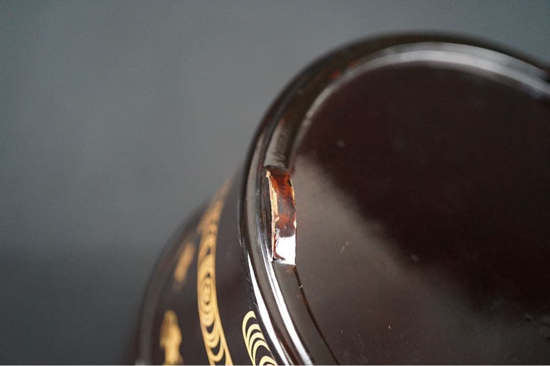 波 千鳥蒔絵 手桶水指 時代物 箱付 茶道具